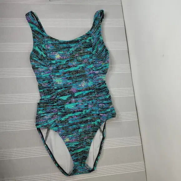 Speedo Swim Bathing Suit Women's 8 Blue Teal Purple Vacation Beach Lake Sporty - Picture 5 of 12